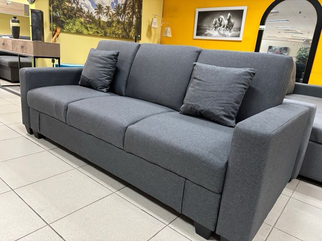 Sofá Cama Gris con Arcón y Cojines