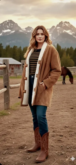 Abrigo Lois Piel Serraje Estilo Cowboy