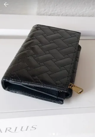 Monedero Paco Martinez Negro Piel Acolchado