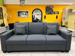 Sofá Cama Gris con Arcón y Cojines