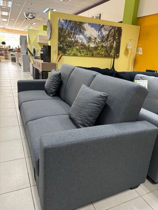 Sofá Cama Gris con Arcón y Cojines