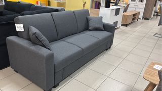 Sofá Cama Gris con Arcón y Cojines