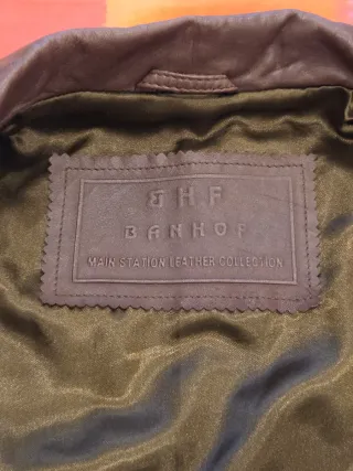 Cazadora de piel marrón para hombre