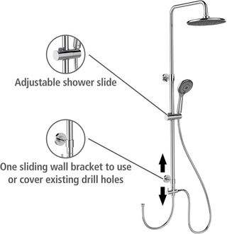 Wenko Sistema Doccia Inox Soffione Pioggia