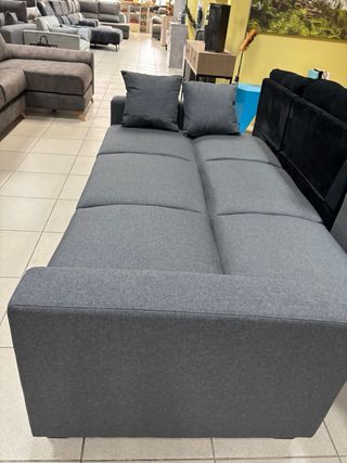 Sofá Cama Gris con Arcón y Cojines