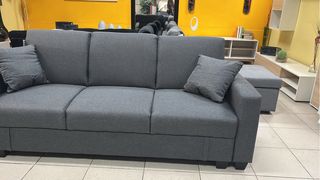 Sofá Cama Gris con Arcón y Cojines