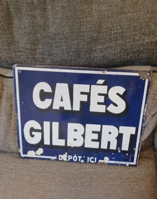 Cartel Esmaltado Cafés Gilbert Antiguo