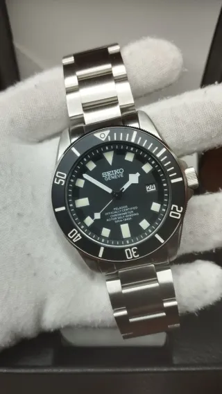 Reloj Seiko Mod Pelagos Negro y Blanco Plateado
