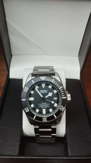 Reloj Seiko Mod Pelagos Negro y Blanco Plateado