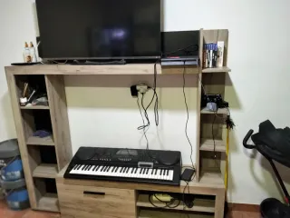 Mueble TV madera y plástico