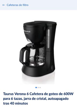 Cafetera Taurus Verona 6 Negra