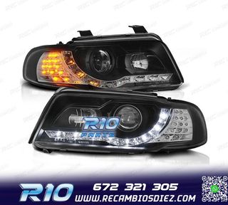 FAROS AUDI A4 B5 99-01 LUZ DIURNA LED FONDO NEGRO