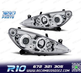 FAROS PEUGEOT 307 01-05 OJOS ANGEL FONDO CROMO