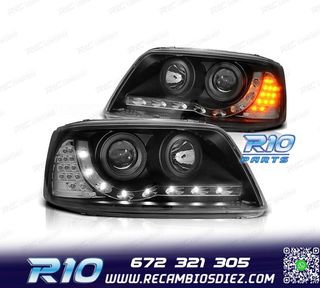 FAROS VOLKSWAGEN VW T5 03-09 LUZ DIURNA LED FONDO NEGRO