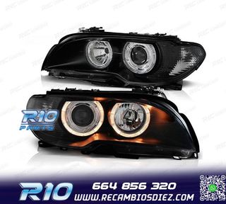 FAROS BMW E46 COUPE 03-06 OJOS ANGEL FONDO NEGRO