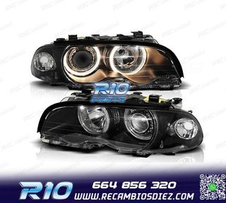 FAROS BMW E46 COUPE 99-03 OJOS ANGEL FONDO NEGRO