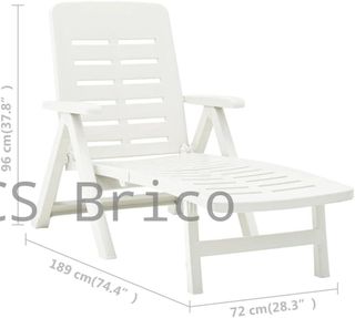 Tumbona Plegable Smeraldo con Ruedas Blanca