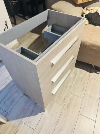 Mueble de baño 3 cajones beige/plata