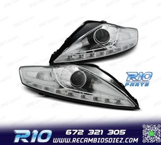 FAROS PARA FORD MONDEO MK4 07-10 LUZ DIURNA FONDO CROMO