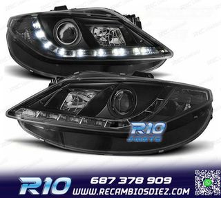 FAROS PARA SEAT IBIZA 6J 08-12 LUZ DIURNA LED FONDO NEGRO