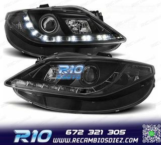 FAROS PARA SEAT IBIZA 6J 08-12 LUZ DIURNA LED FONDO NEGRO