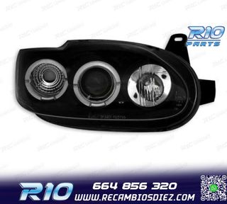 FAROS PARA FORD ESCORT 95-00 OJOS ANGEL FONDO NEGRO