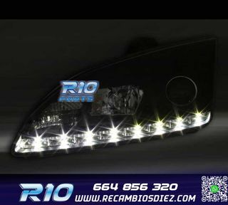 FAROS PARA FORD FOCUS 04-08 LUZ DIURNA REAL FONDO NEGRO