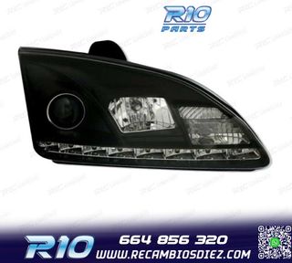 FAROS PARA FORD FOCUS 04-08 LUZ DIURNA REAL FONDO NEGRO