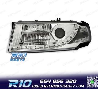 FAROS PARA SKODA OCTAVIA 01-04 LUZ DIURNA LED FONDO CROMO