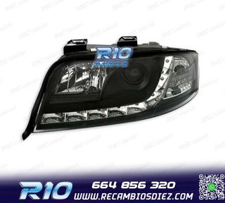 FAROS AUDI A6 4B 01-04 LUZ DIURNA LED FONDO NEGRO