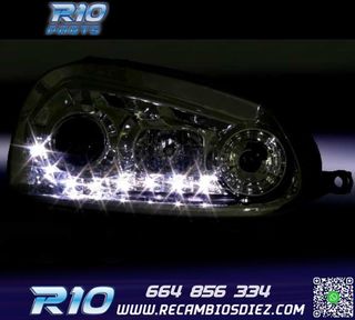 FAROS VOLKSWAGEN VW GOLF MK5 03-08 LUZ DIURNA LED FONDO CROM