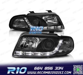 FAROS AUDI A4 B5 94-99 LUZ DIURNA LED FONDO NEGRO