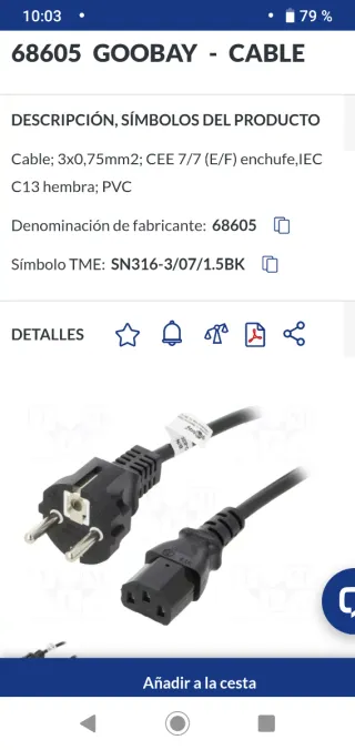 Cable de alimentación 1,5m