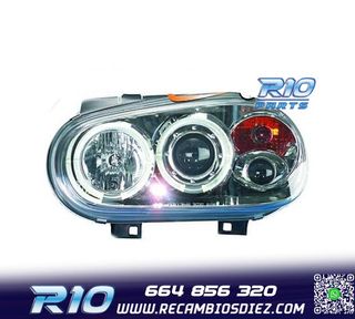 FAROS VOLKSWAGEN VW GOLF 4 OJOS ANGEL FONDO CROMO