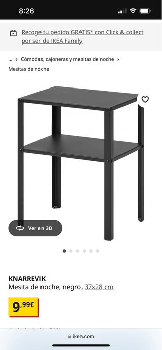 Mesita de noche KNARREVIK IKEA negra