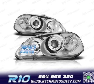 FAROS HONDA CIVIC 96-98 OJOS ANGEL FONDO CROMO