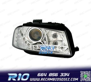 FAROS AUDI A3 8P 03-08 FONDO CROMO LUZ DIURNA LED