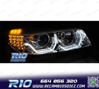 FAROS BMW E90 E91 05-08 OJOS ANGEL 3D FONDO NEGRO INTERMITEN