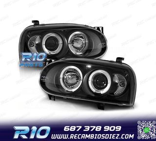 FAROS VOLKSWAGEN VW GOLF 3 OJOS ANGEL FONDO NEGRO H1 H1