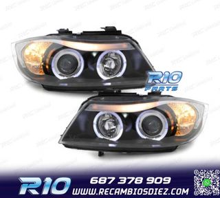 FAROS BMW E90 E91 05-08 OJOS ANGEL FONDO NEGRO