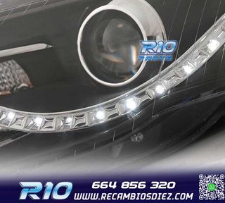 FAROS AUDI A4 B7 LUZ DIURNA LED FONDO NEGRO 04-07