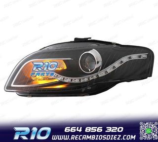 FAROS AUDI A4 B7 LUZ DIURNA LED FONDO NEGRO 04-07