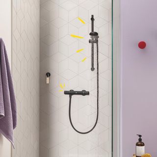 GROHE Kit Doccia Nero Opaco Miscelatore + Asta