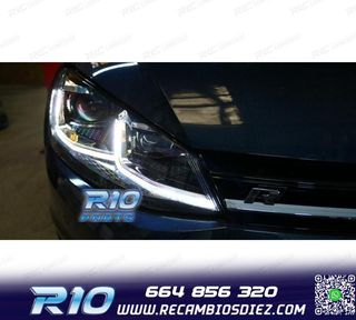 FAROS VOLKSWAGEN VW GOLF 7 12-17 DRL DINAMICOS NEGROS LOOK 7