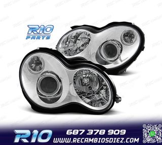FAROS MERCEDES CLASE C SPORT COUPE C203 01-04 FONDO CROMO
