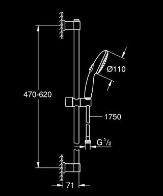 GROHE Kit Doccia Nero Opaco Miscelatore + Asta