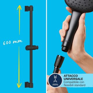GROHE Kit Doccia Nero Opaco Miscelatore + Asta