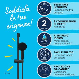 GROHE Kit Doccia Nero Opaco Miscelatore + Asta