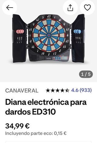 Diana electrónica con dardos