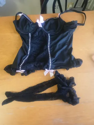 Conjunto Lenceria Negro Encaje